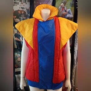 Vintage 70s-80s tribes Nylon Colorblock Puffer Snap Vest - unisex large